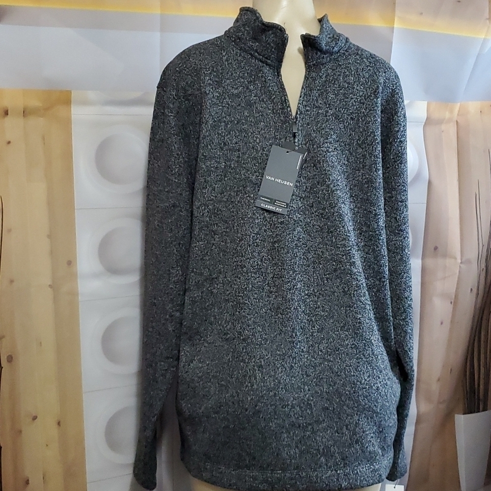 Van Heusen Flex Stretch 1/4 Zip Pullover Thermal Classic Fit Sweaters Size Large